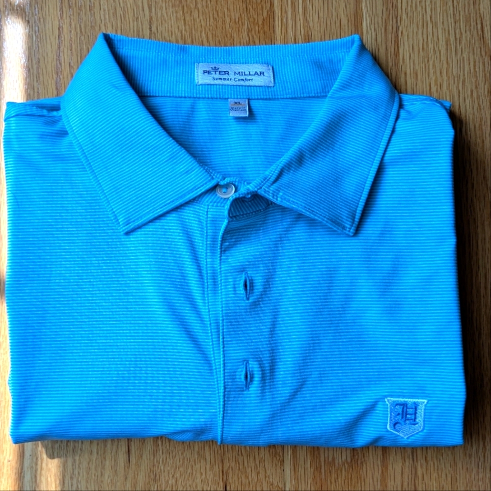 Peter Millar Shirt Mens XL  Summer Comfort Teal Golf Polo